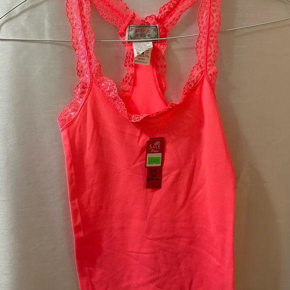 F&F Tops - F&F Lace Tank Top Small. Bright Neon Peach.